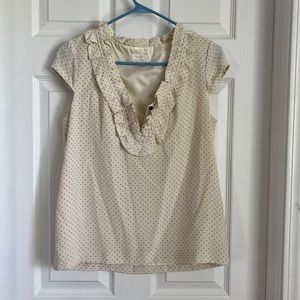 Kate Spade Short Sleeve White (Cream) and Black/Polka Dot Shirt. Sz M